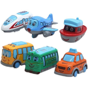 Set of 6 Mini Metal Cartoon Car Set