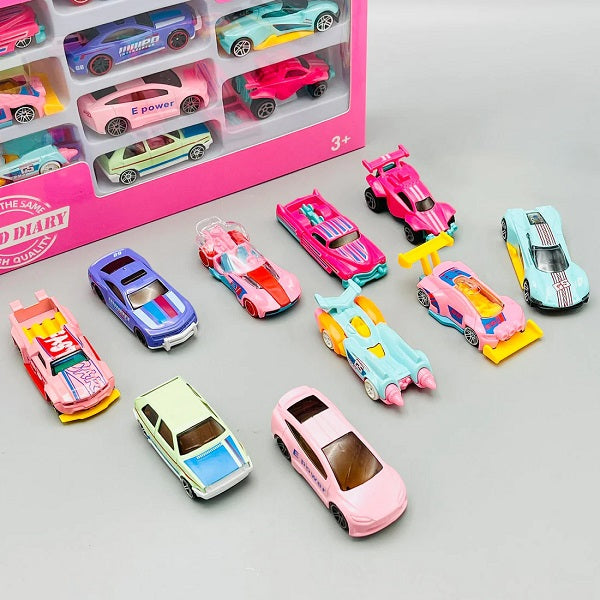 Diecast Set of 10 Vehicles-Pink Series