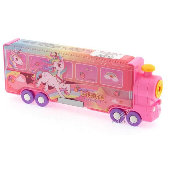 Train Shape Pencil Box with Unicorn