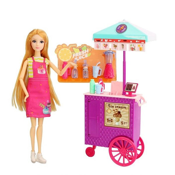 Doll With juice bar & Ice-Cream Cart