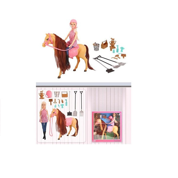 Doll With Horse Ranch Set