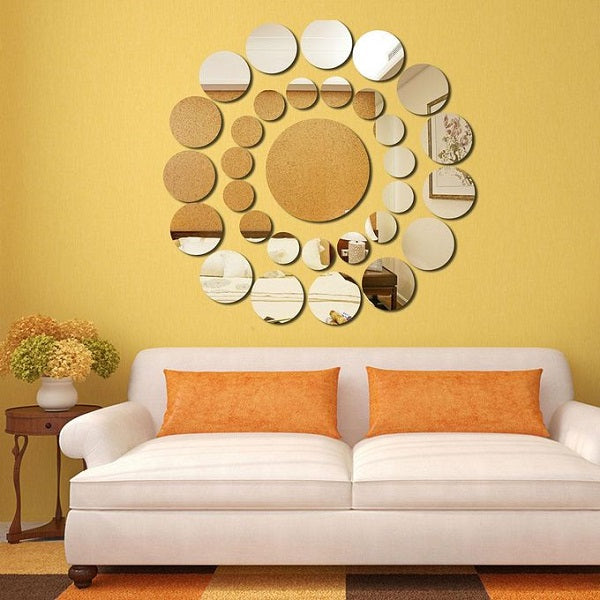 Round Shapes Acrylic mirror wall stickers