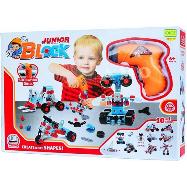 Junior Blocks 286 Pcs With Simulation Drill For Kids
