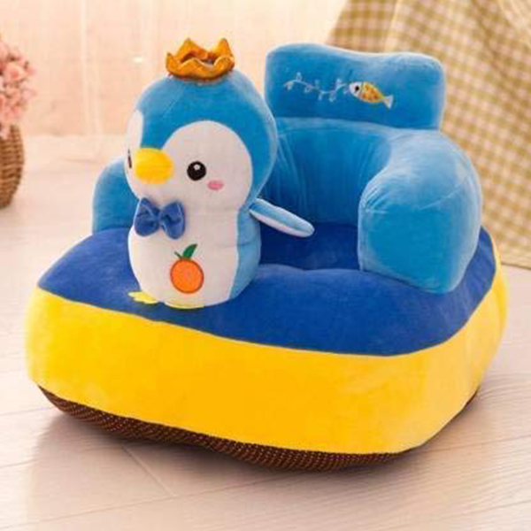 Penguin Shape Baby Supporting Seat Soft Plush Cushion and Chair for Kids - Blue