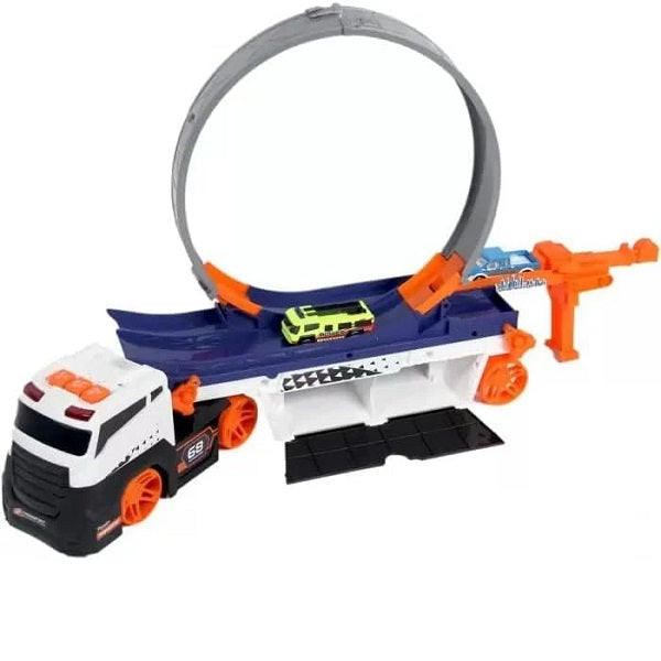 Curved Ejection Truck Transport Toy With 2 Cars For Kids