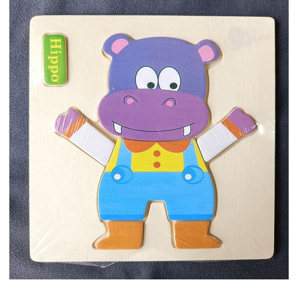 Wooden Hippo Puzzle Game