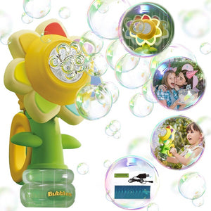 Rainbow Flower Bubble Machine for Kids