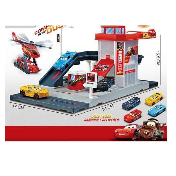 CARS AND HELICOPTOR PLAYSET