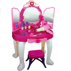 Girls Pink Musical Dressing Table Vanity Light Mirror Play Set