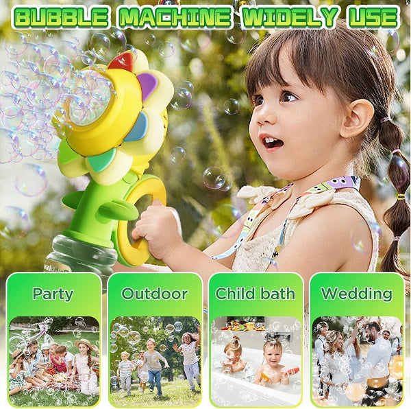 Rainbow Flower Bubble Machine for Kids