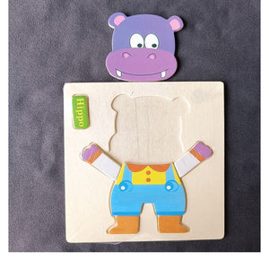 Wooden Hippo Puzzle Game