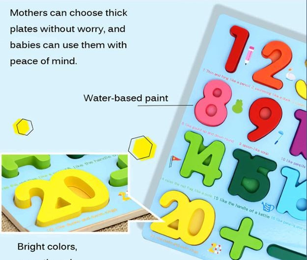 3D Wooden Number Puzzle Educational Learning Game