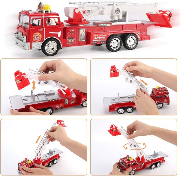 Fire Engine Truck Kids Toy with Extending Ladder & Lights & Siren Sounds