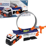 Curved Ejection Truck Transport Toy With 2 Cars For Kids