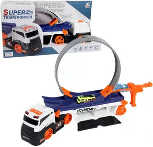 Curved Ejection Truck Transport Toy With 2 Cars For Kids