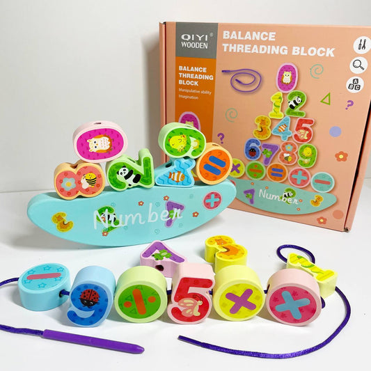 Wooden Number Balancing Blocks