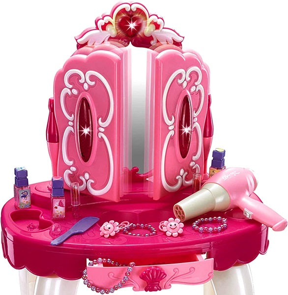 Girls Pink Musical Dressing Table Vanity Light Mirror Play Set