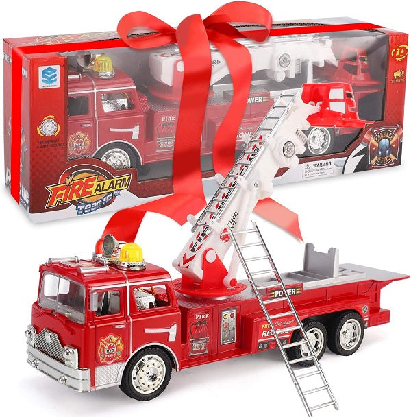 Fire Engine Truck Kids Toy with Extending Ladder & Lights & Siren Sounds