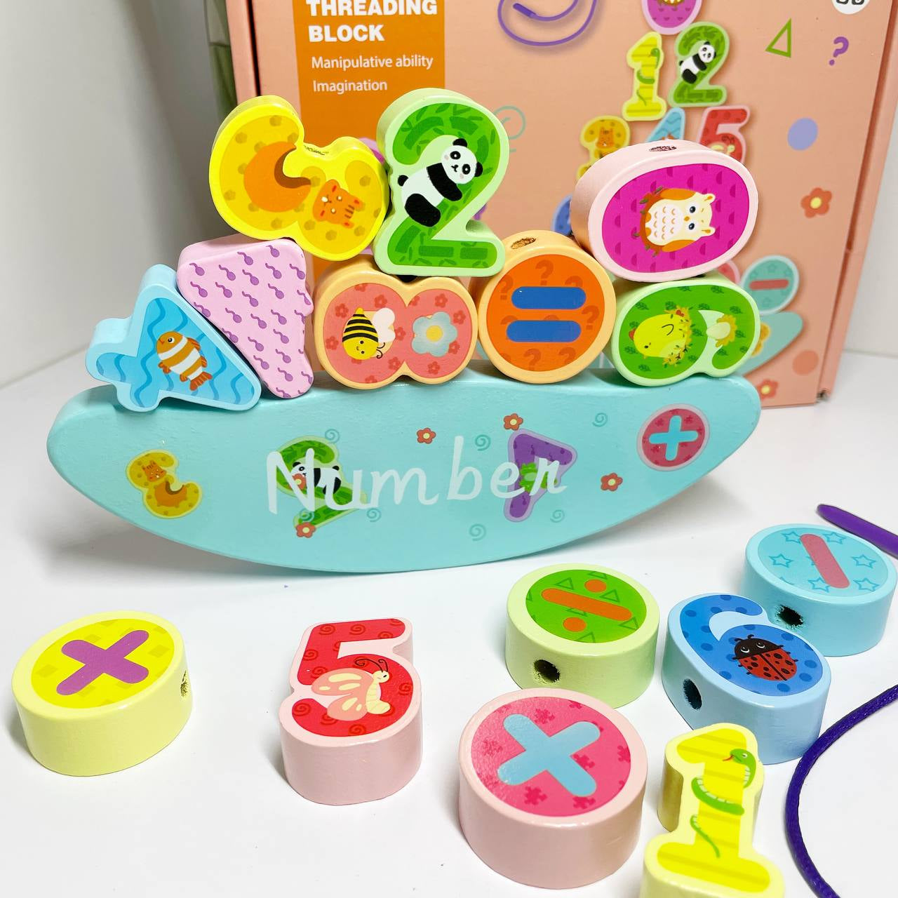 Wooden Number Balancing Blocks