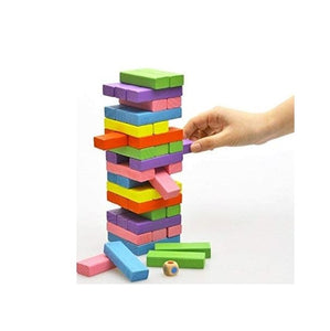 Colorful Rainbow Wooden Dominoes Toy Stacking Building Block Game