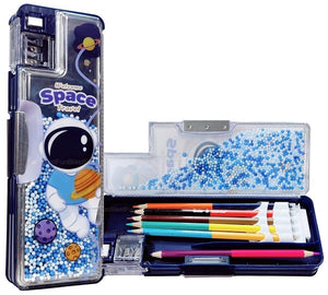 Space Theme Pencil Box with Sharpener