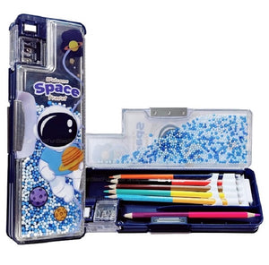 Space Theme Pencil Box with Sharpener