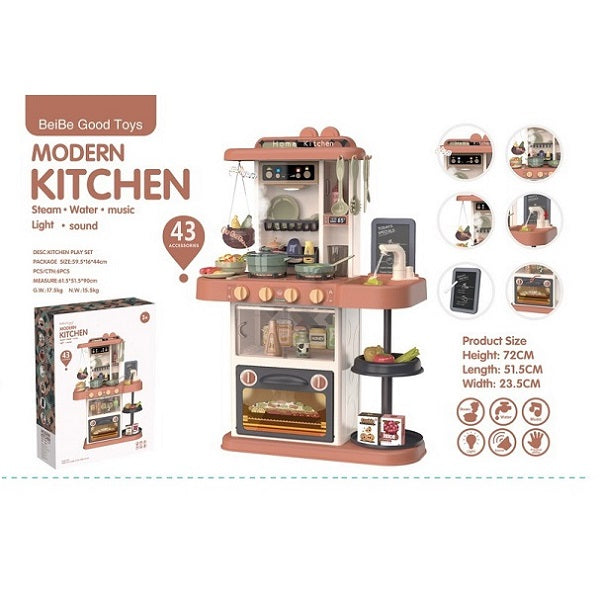 Role Kitchen Playset with Real Cooking and Water Boiling Sounds