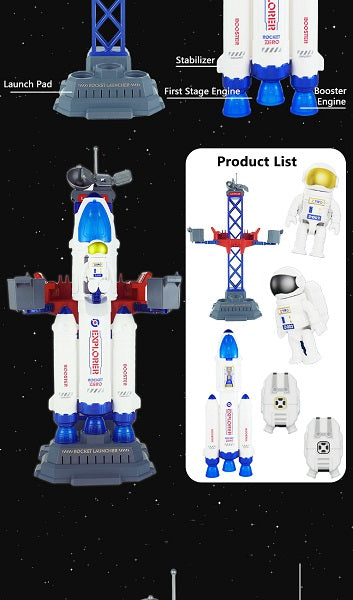 3 in1 Space Rocket Toys with Lights and Music